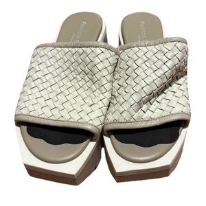Patrizia Bonfanti Women Leather Gray White Sandals Chunky Platform 35 Italy Lux